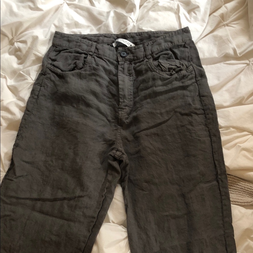 Zara Charcoal Linen Trousers